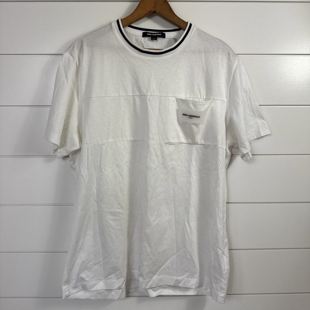 Karl Lagerfeld Tee Shirt Crewneck Short Sleeve White sz L